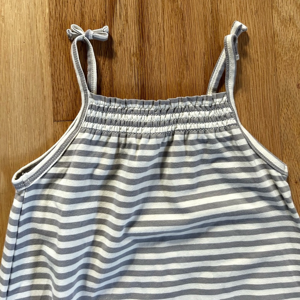 QUINCY MAE smocked periwinkle stripe jumpsuit romper size 18-24 month - Picture 9 of 10